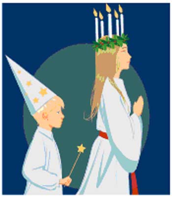 Lucia leading a Star Boy with wand
